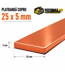 Platbanda cupru 25 x 5 mm – lungime 4 metri – EN Cu-ETP Platbanda cupru 25 x 5 mm – lungime 4 metri – EN Cu-ETP
